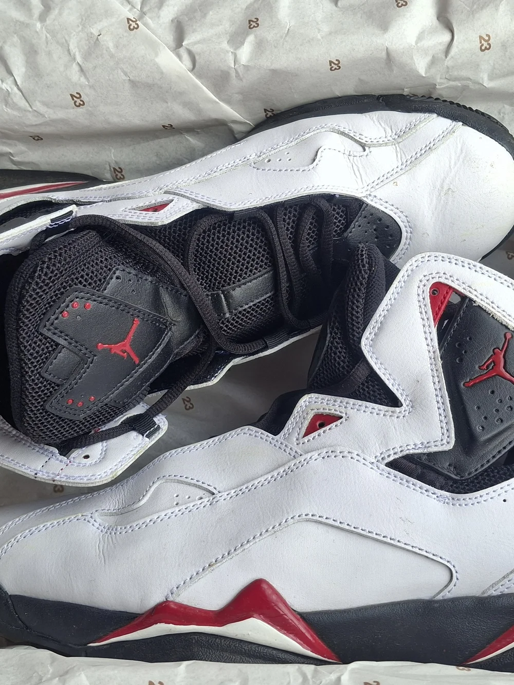 Jordan 7s White Black Red Retro Basketball Sneakers